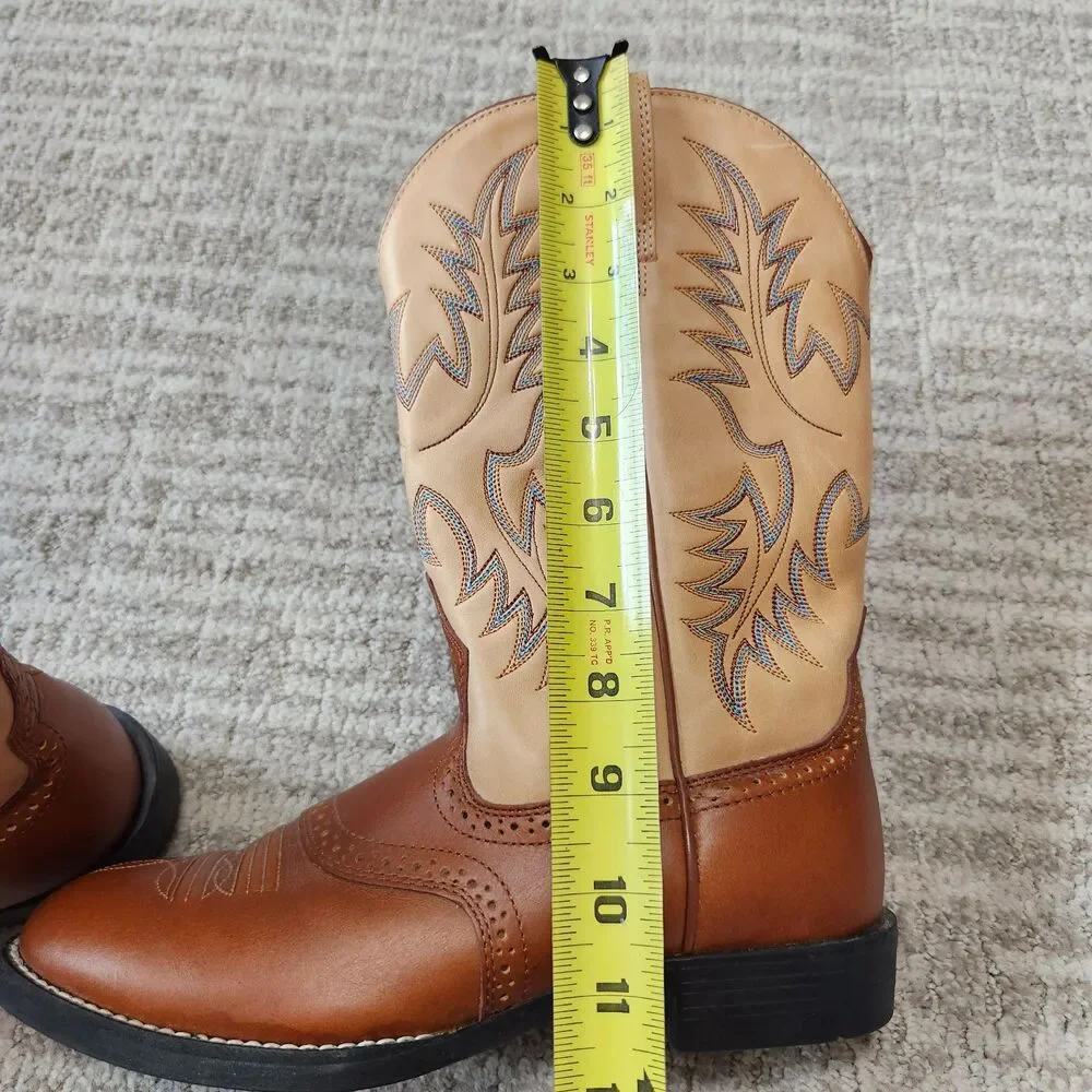Ariat Women's Heritage Stockman Cowgirl Boots brown blue size 6.5 Style 29402